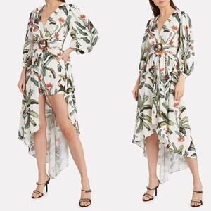 PatBo NWT Tropical Print Off White Floral Hi Low Romper Jumpsuit